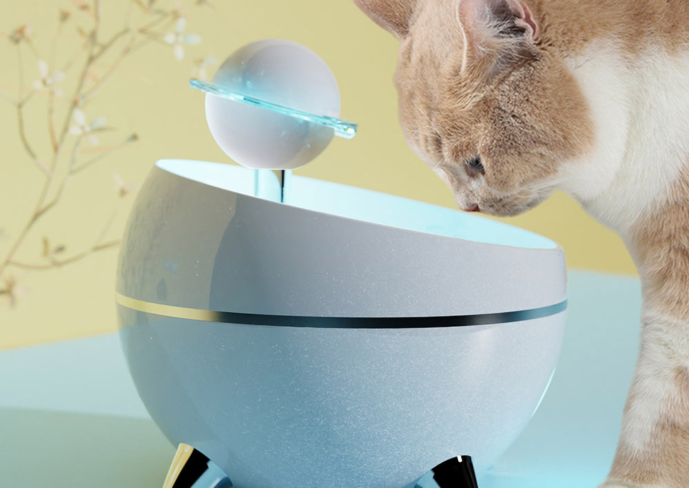 cat drinking fountain